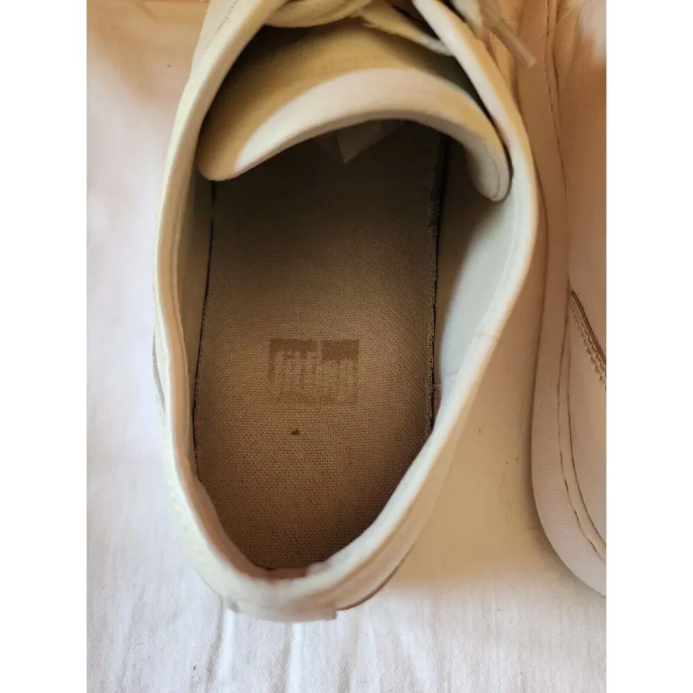 Size 10 Men's FitFlop Christophe Tumbled Leather Shoes White $130 MSRP